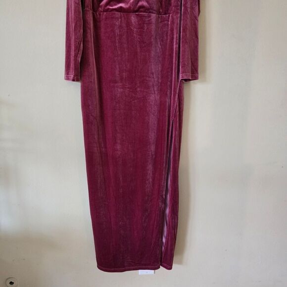 Lulu’s Going for Glamour Mauve Velvet Backless Long Sleeve Maxi Dress Size 1X - Picture 5 of 12